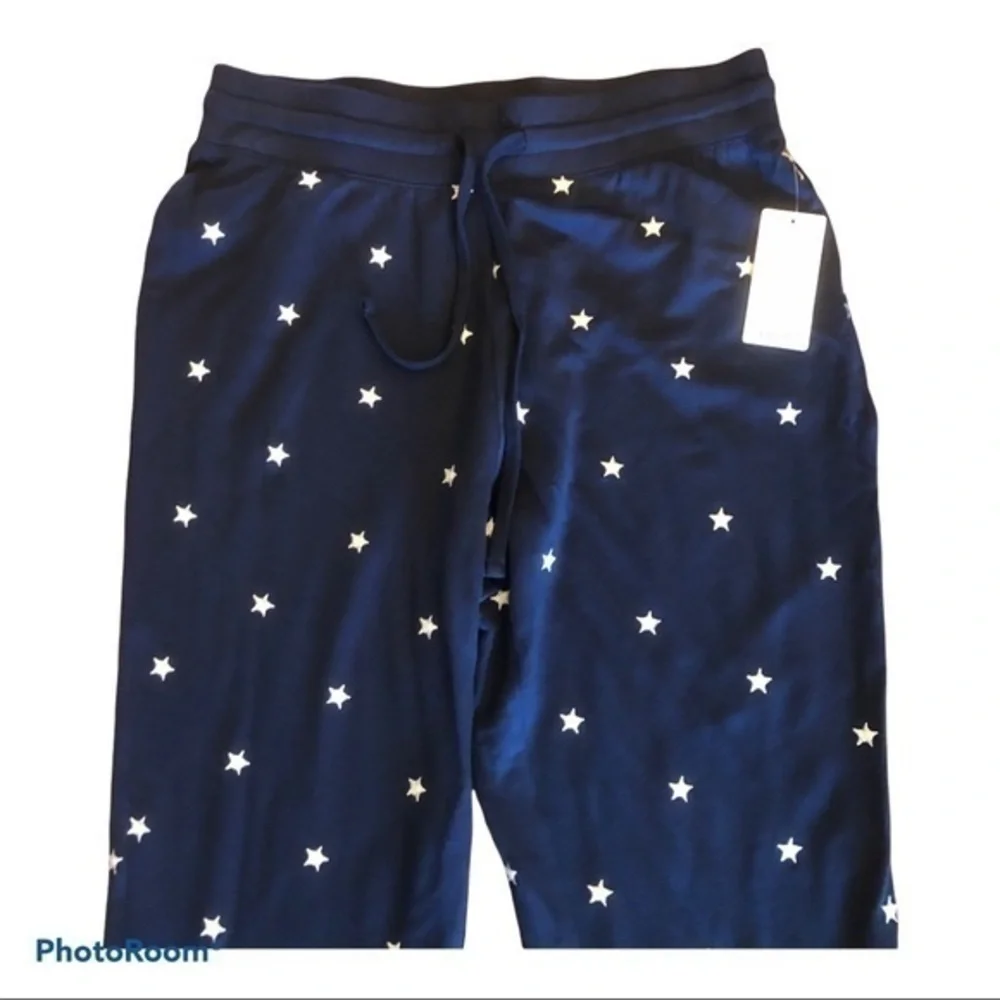 Splendid navy star embroidered drawstring joggers